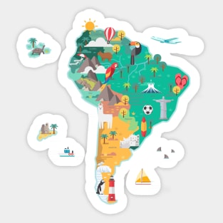 Cartoon Map of South America Sticker